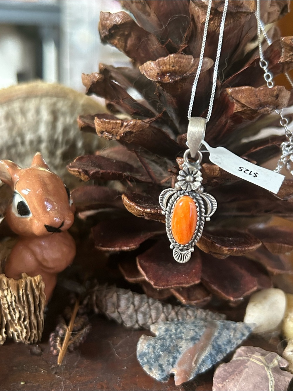 925 Sterling tangerine dream spiny oyster necklace